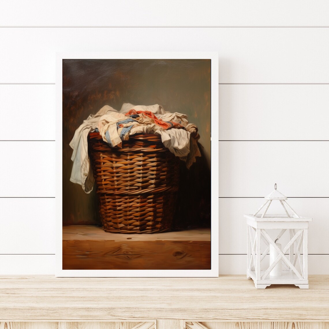 Vintage Laundry Basket Art Print, Rustic Farmhouse Decor - Image 4