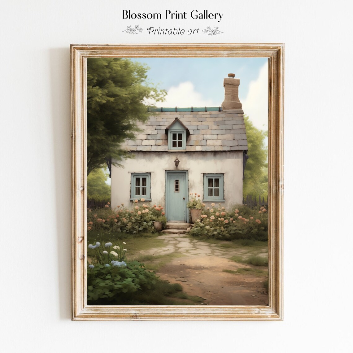 Cottage Oil Painting Vintage Garden Art Print - Image 6