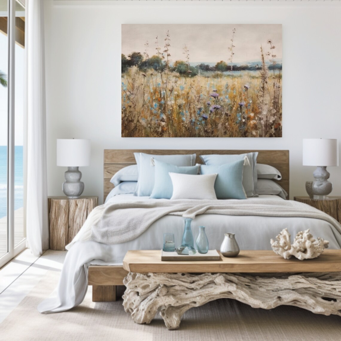Muted Spring Wildflower Meadow Soft Impressionist Landscape Field Poster - Image 6