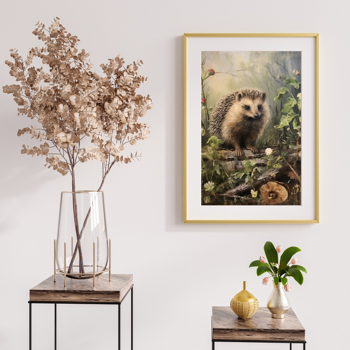 Vintage Hedgehog Painting Woodland Garden Wildflowers Poster - Image 4