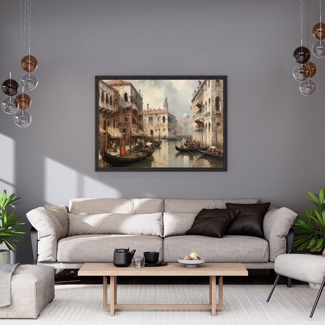 Venice Canal Painting Antique Landscape Wall Art Canal Print Italy Paint Vintage Neutral Italy Wall Art Living Room Decor 417 - Image 6