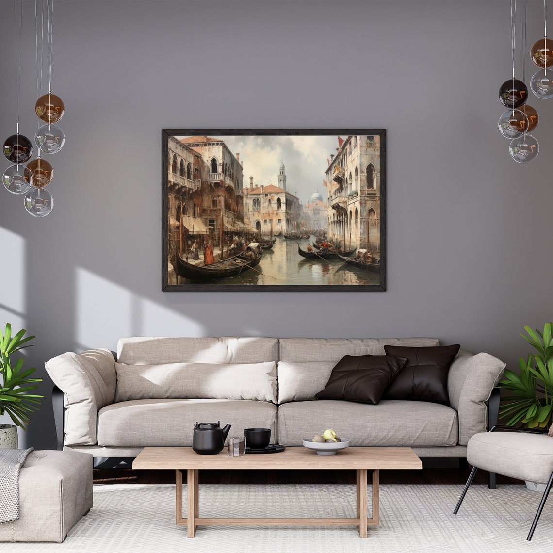 Venice Grand Canal with Gondolas Historic Cityscape Painting Poster - Image 6