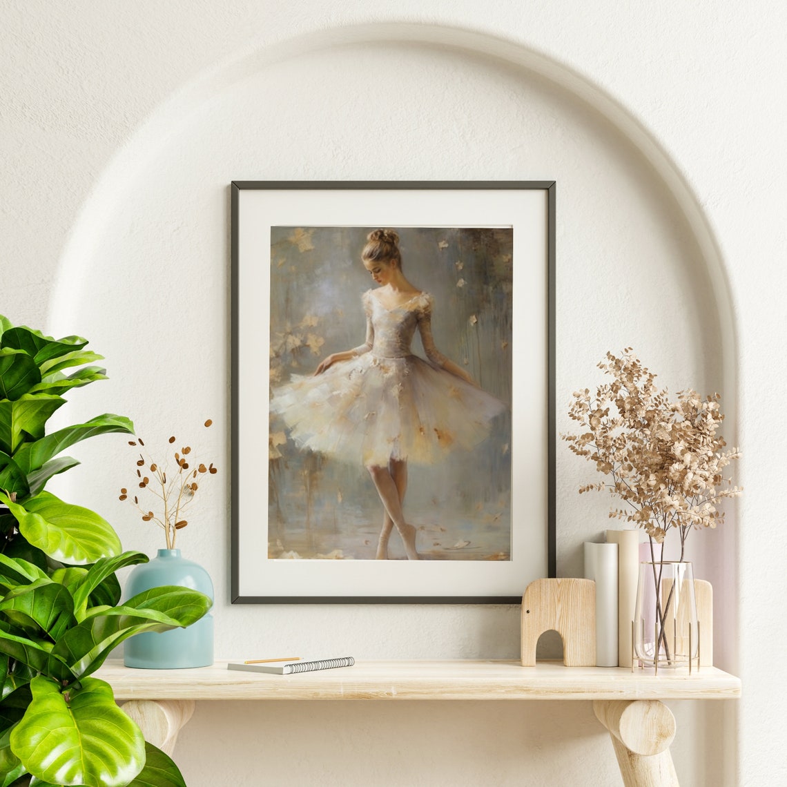 Graceful Ballerina in a White Tutu Dreamy Dance Portrait Poster - Image 4