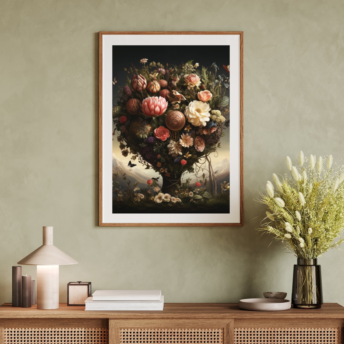 Moody Dutch Style Flower Bouquet On Dark Background Painting Poster - Image 5