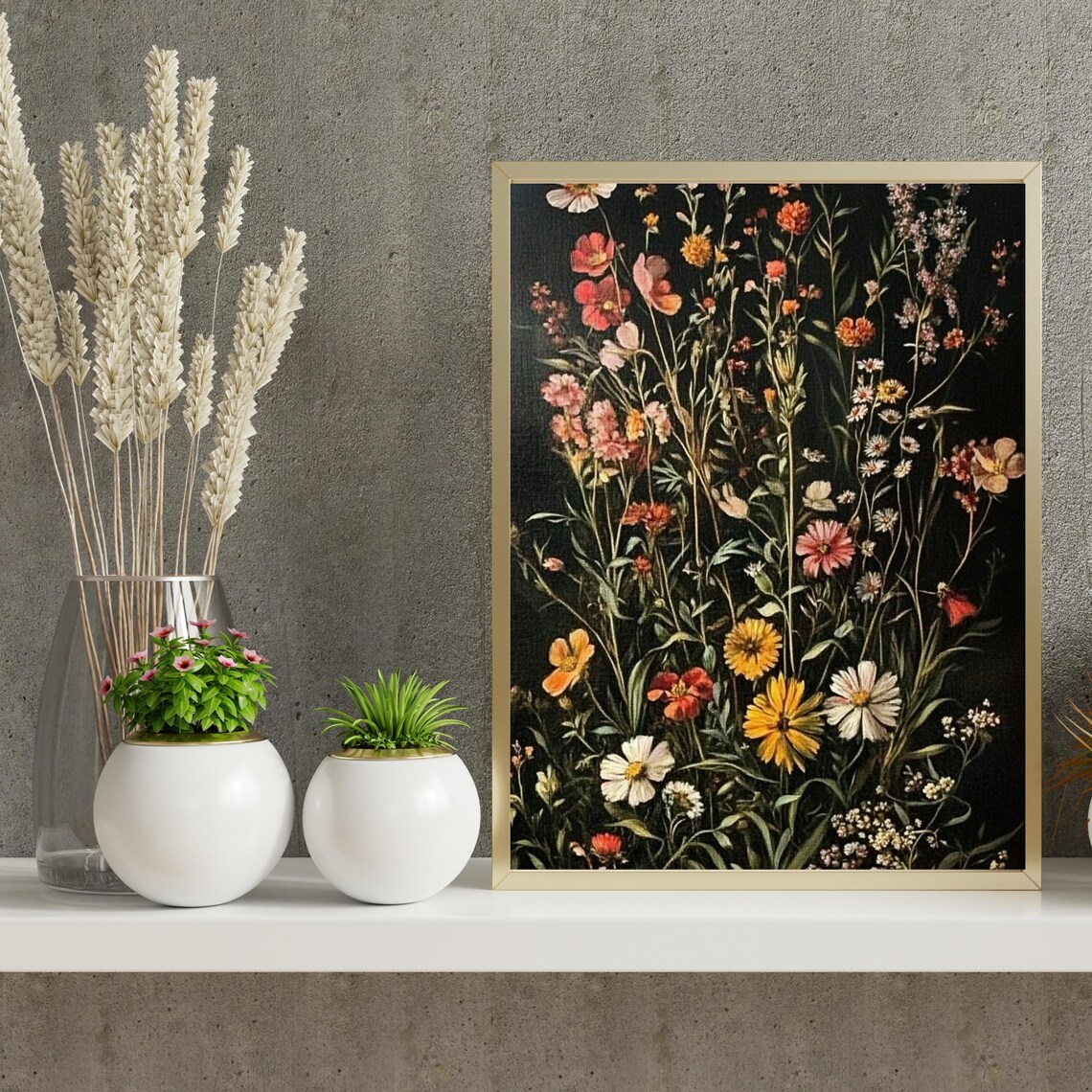 Dark Botanical Moody Floral Art Print, Vintage - Image 2
