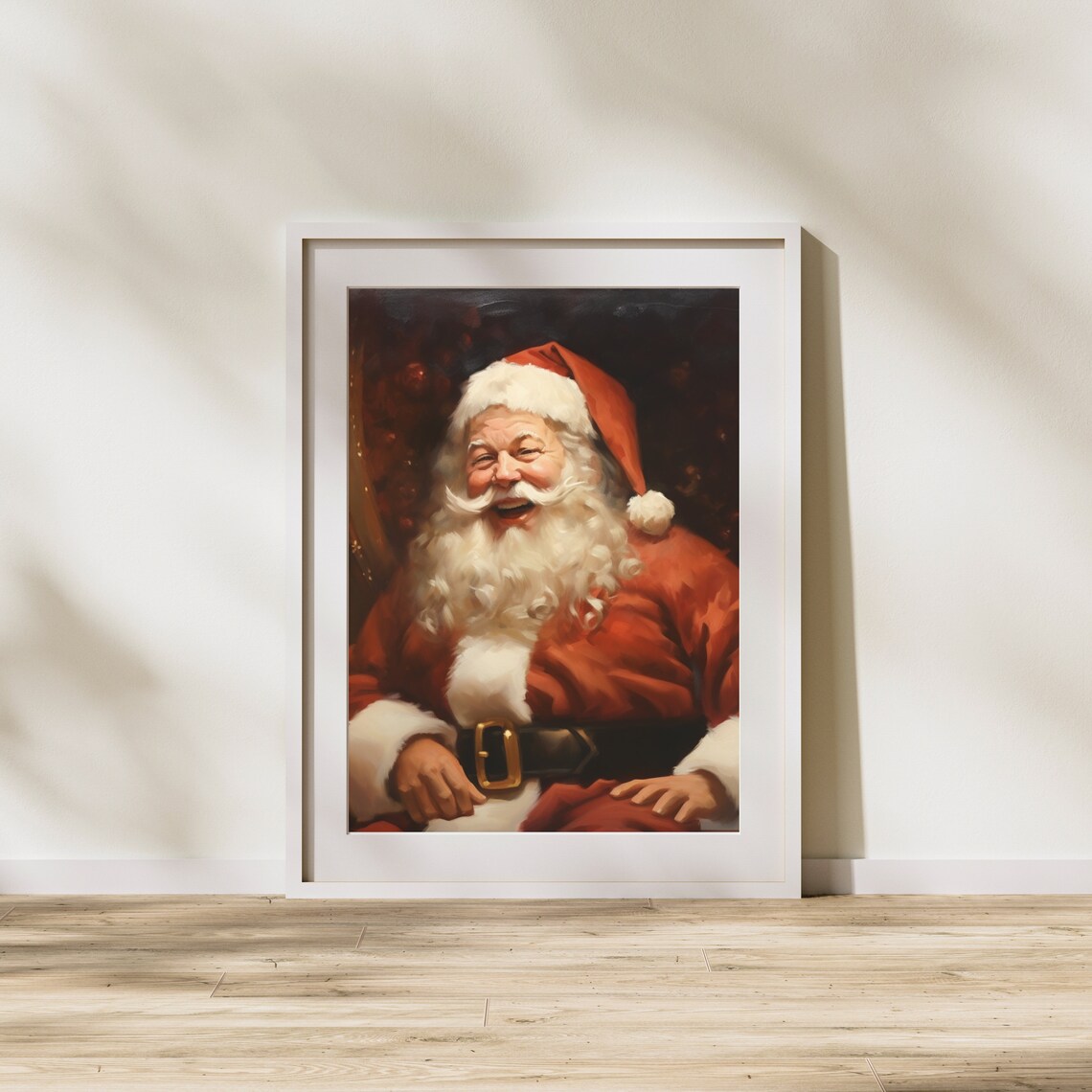 Laughing Santa Claus Jolly Portrait Vintage Christmas Painting Poster - Image 6