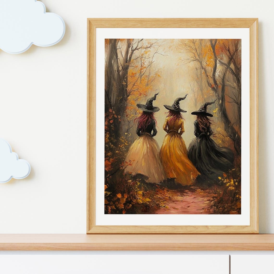 Three Witches Walking into Autumn Forest Dark Academia Poster - Image 3