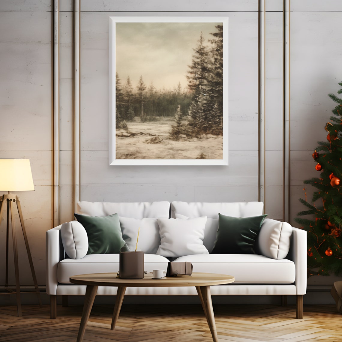 Muted Sepia Winter Forest Snowy Vintage Forest Landscape Poster - Image 6