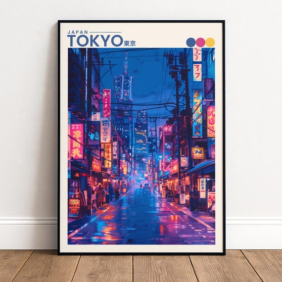 Tokyo Print Neon Street Japanese Wall Art Japan Poster Home Decor