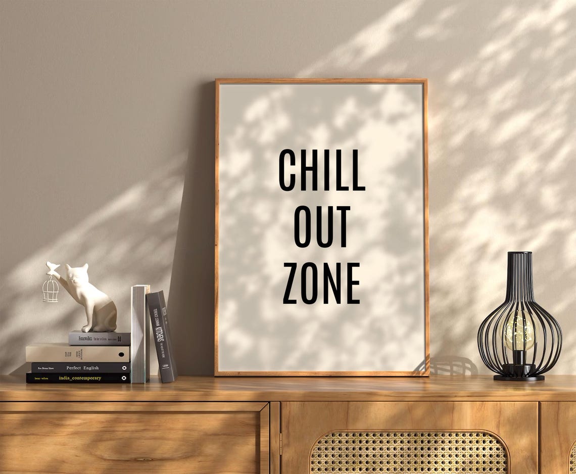 Chill Out Zone Minimalist Typography Modern Relax Room Poster