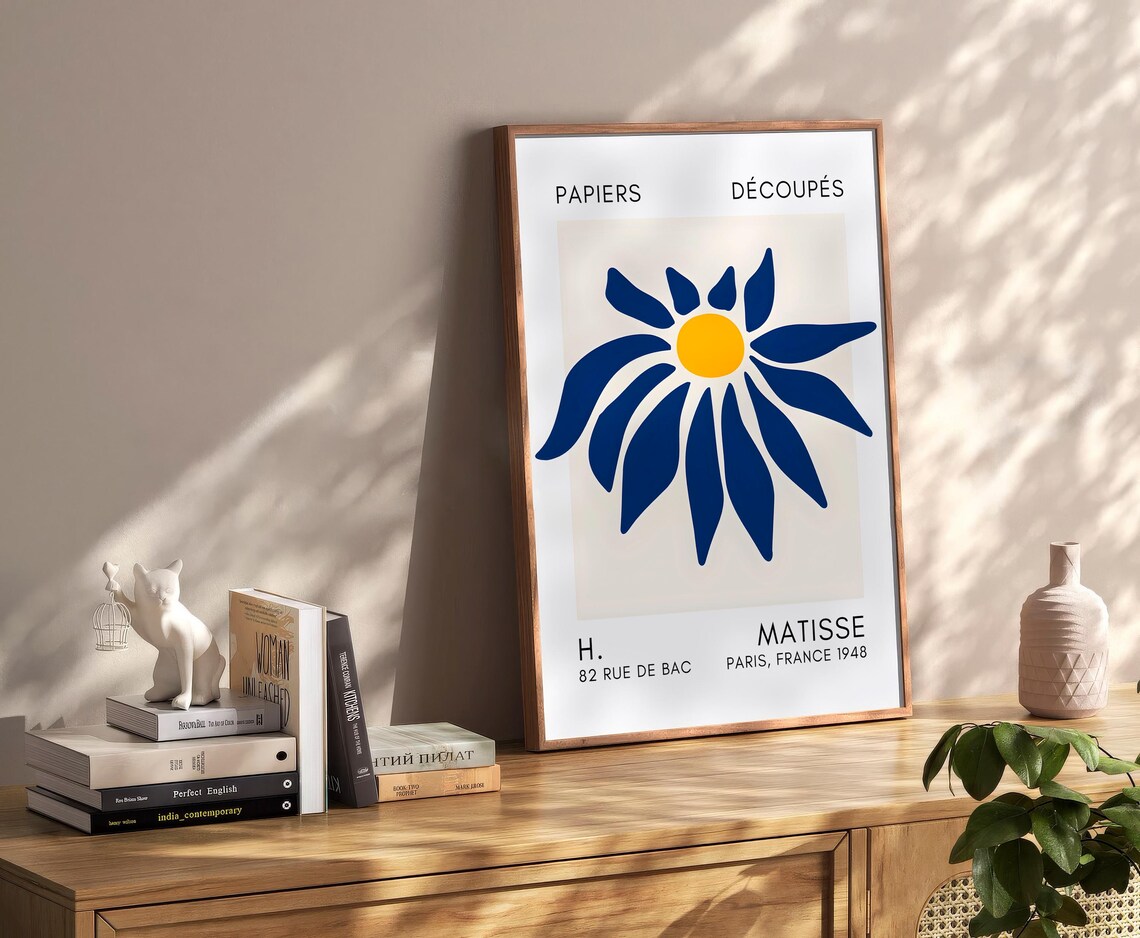 Henri Matisse Papiers Decoupes Blue Flower Cutout Paris Wall Art - Image 2