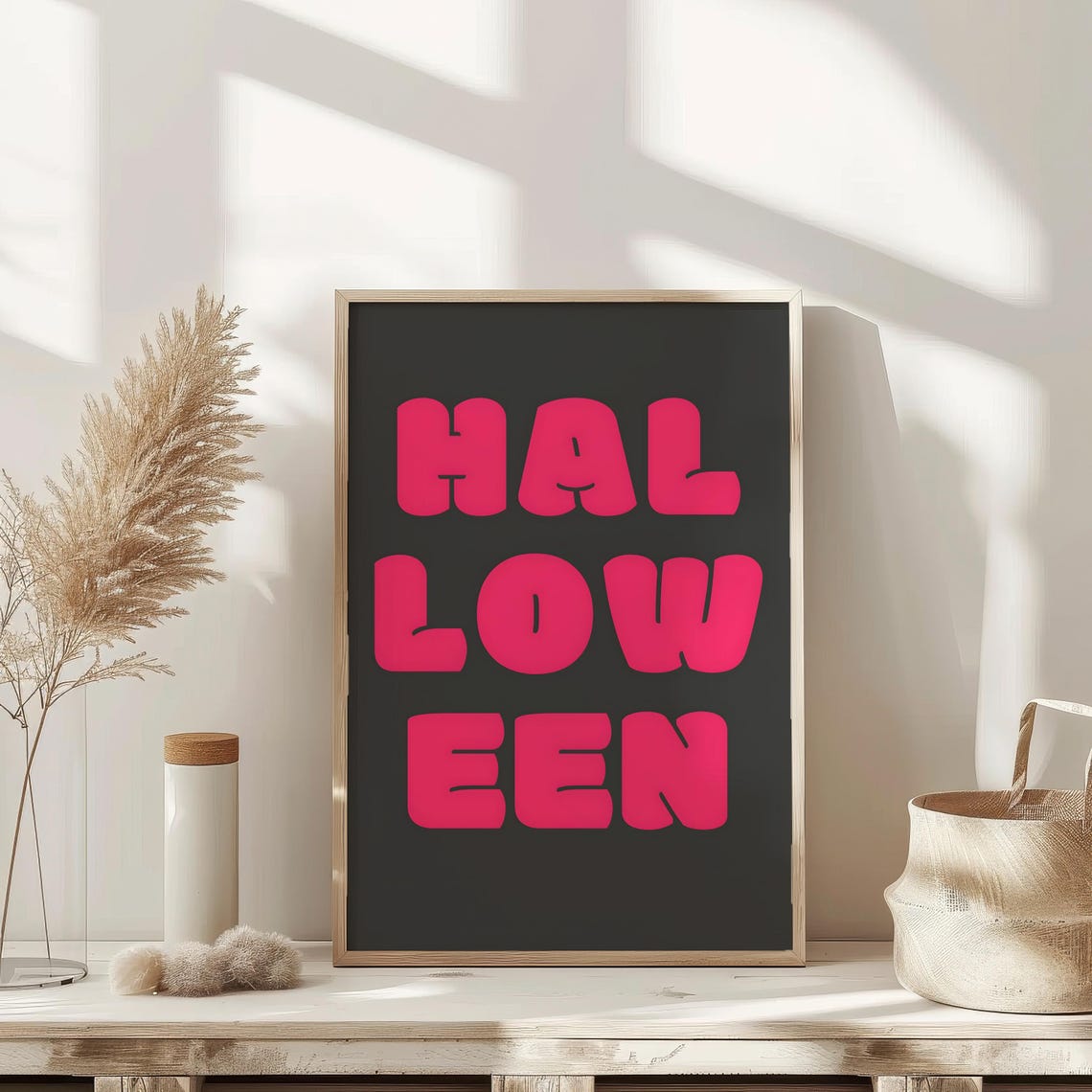 Halloween Pink Bubble Letters Black Background Bold Retro Poster - Image 3