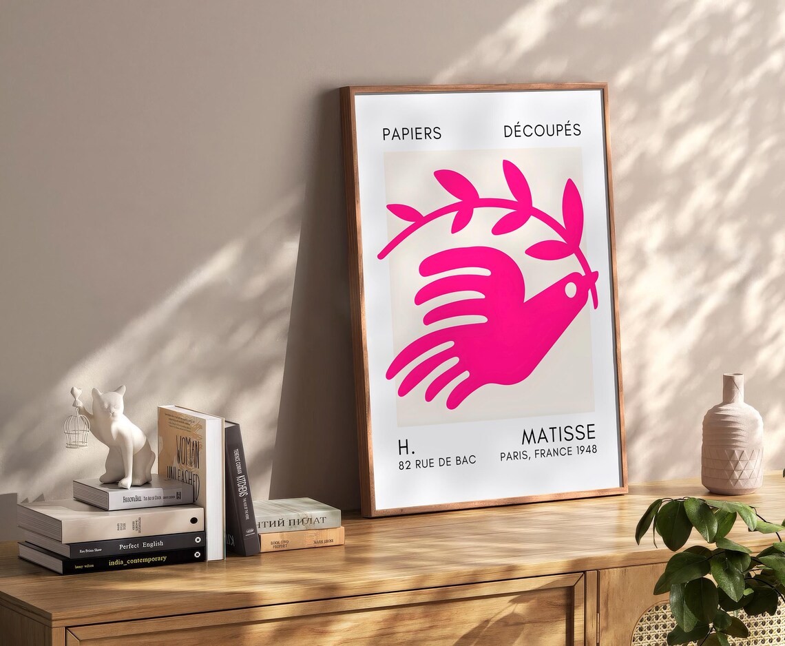 Matisse Papiers Decoupes Pink Dove Olive Branch 1948 Paris Poster - Image 2