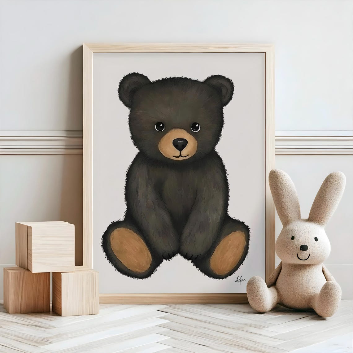 Bear Nursery Decor Baby Room Wall Art Nursery Decor Prints Animal Boho Kids Room Decor Instant Playroom Print - Image 2