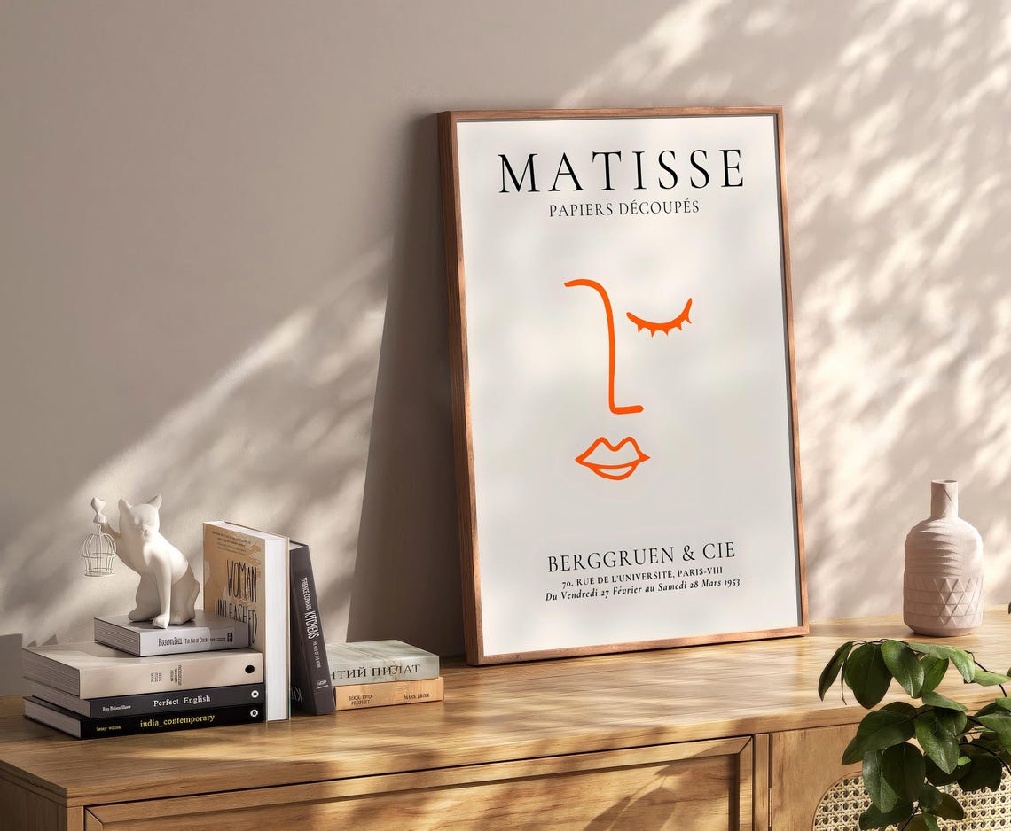Matisse Papiers Decoupes Orange Line Art Face Exhibition Poster - Image 2