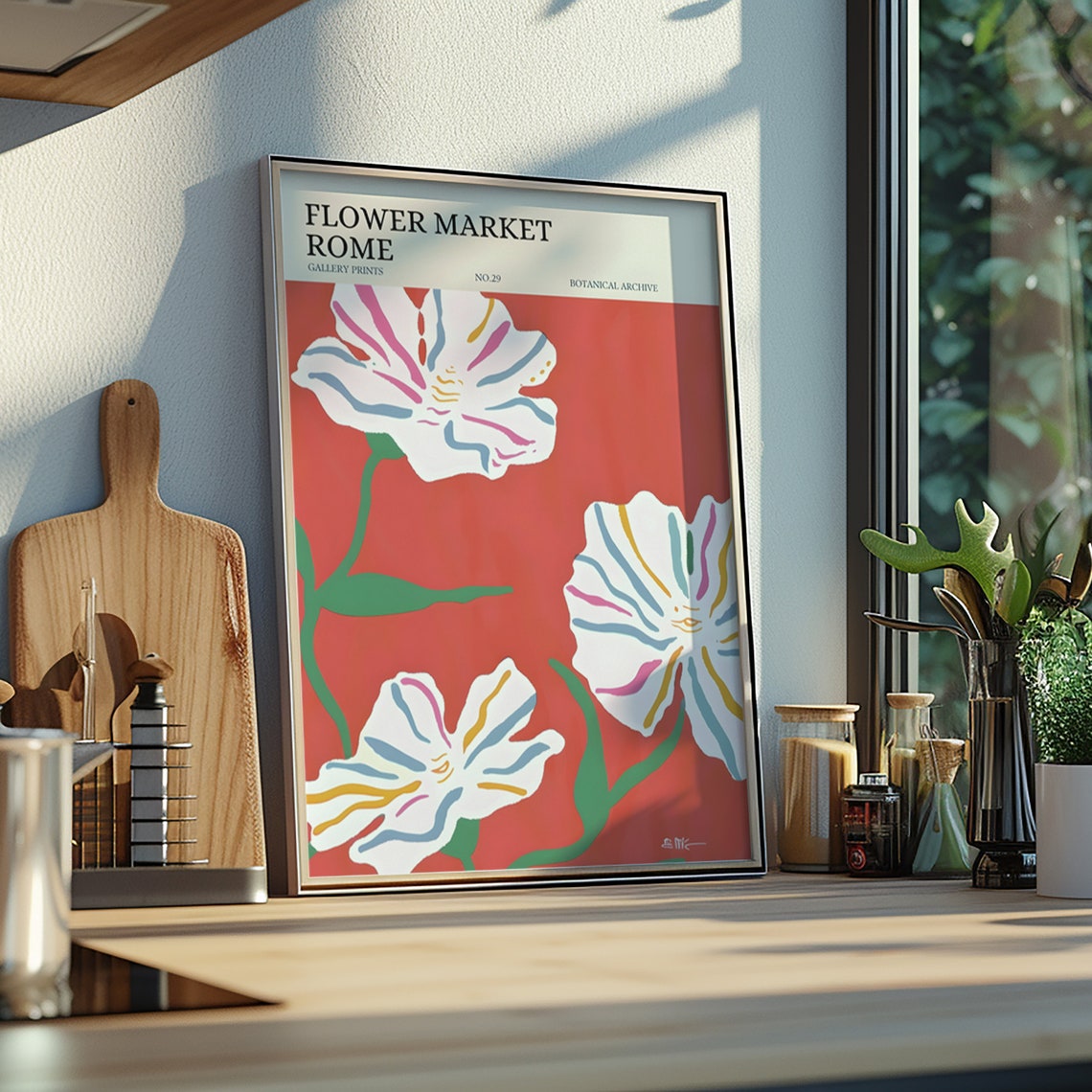 Rome Flower Market Colorful Abstract Botanical Gallery Art Print - Image 2