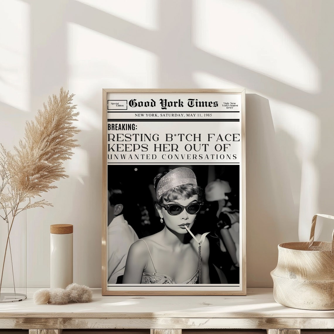 Resting Face Unwanted Conversations Funny Newspaper Style Poster