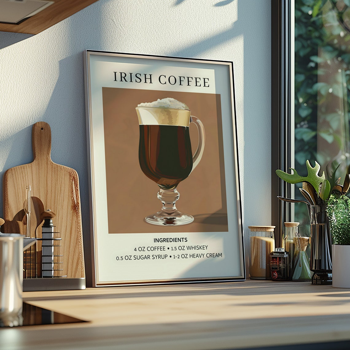 Irish Coffee Cocktail Recipe Art Print Cozy Kitchen Wall Decor - Image 2