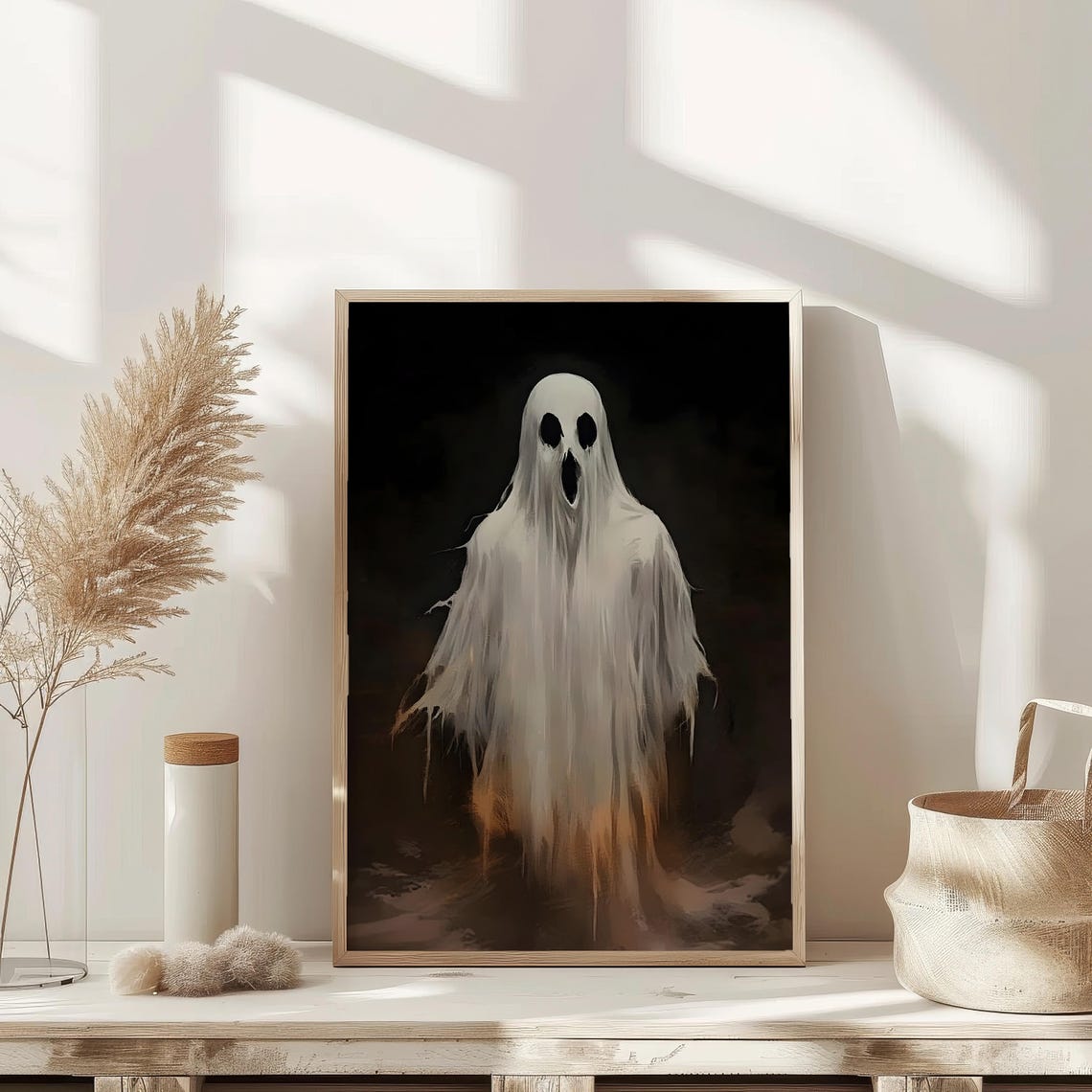 Halloween Ghost Dark Night Vintage Moody Haunted Oil Painting Poster - Image 2