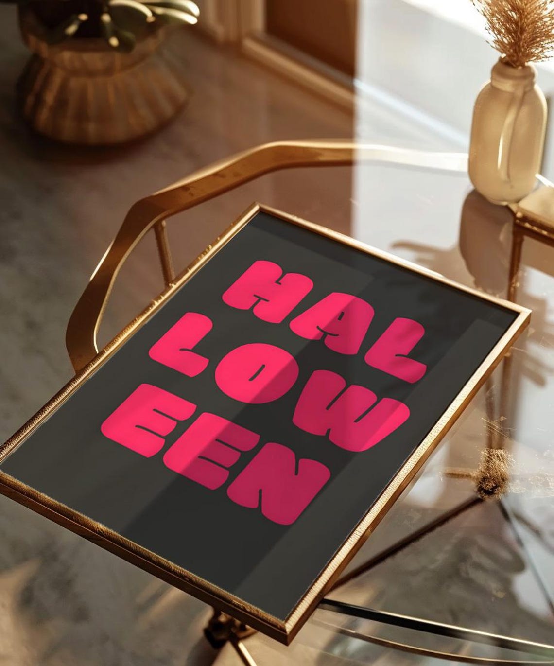 Halloween Pink Bubble Letters Black Background Bold Retro Poster - Image 4