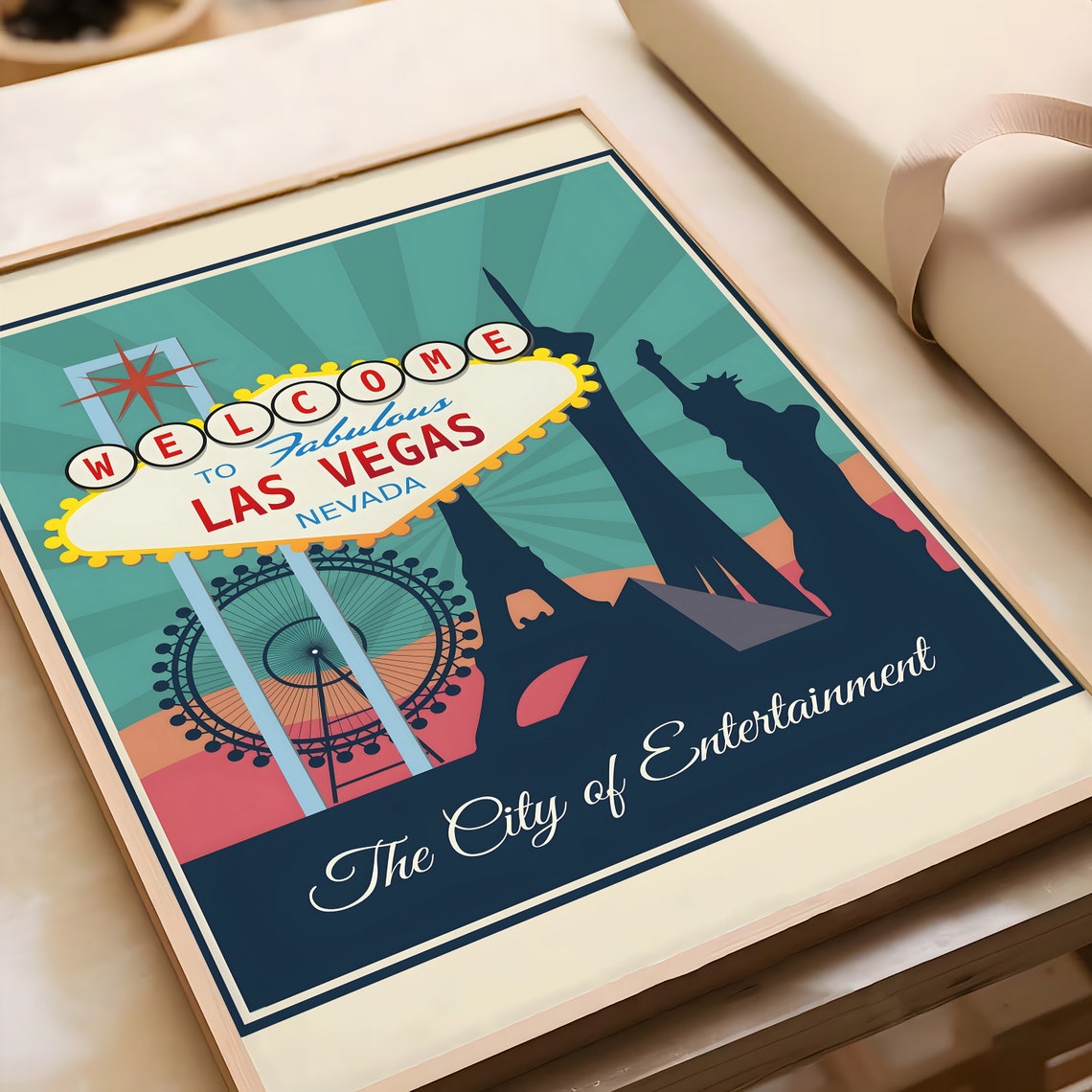 Welcome to Fabulous Las Vegas Nevada Retro Travel Art Poster - Image 3