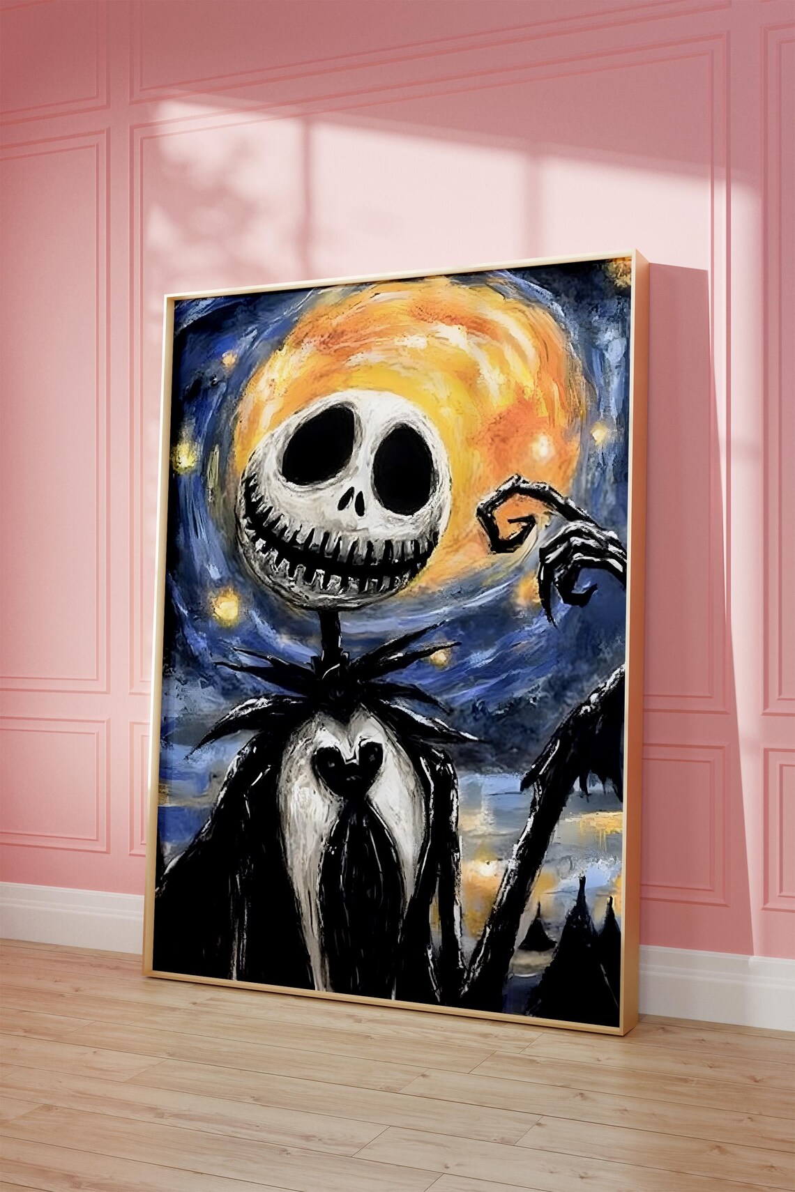 Jack Skellington Starry Night Sky Moon Spooky Halloween Poster - Image 4