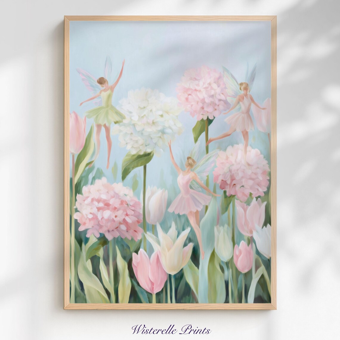 Dancing Fairy Art Print, Pastel Floral Kids Decor