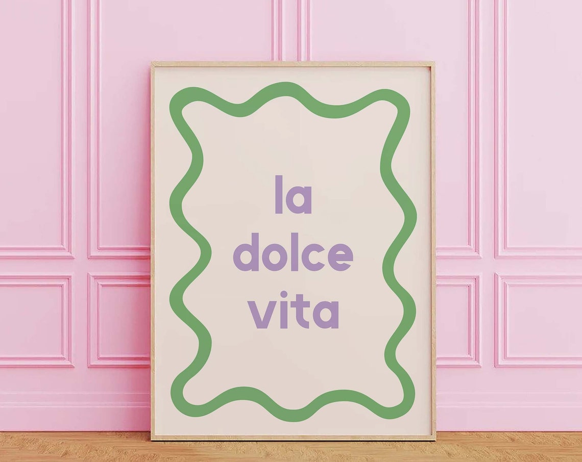 La Dolce Vita Italian Lavender Retro Squiggle Frame Cute Decor Poster