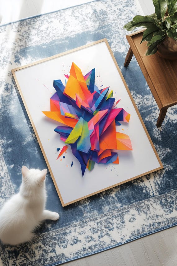 Abstract 3d Geometric Shapes Print Bold Modern Wall Art