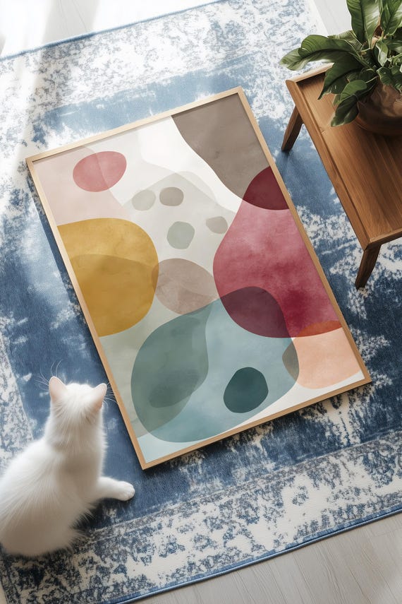 Abstract Organic Blobs In Soft Colors Wall Art Modern Minimalist
