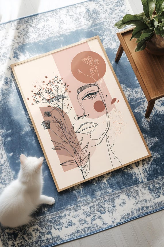 Abstract Female Face With Botanical Elements