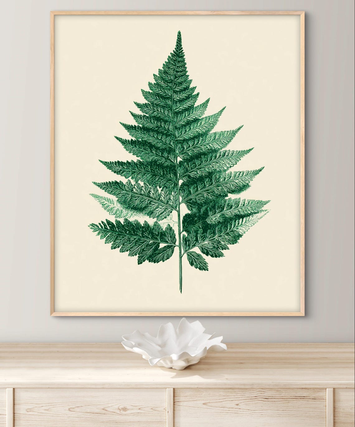 Vintage Green Fern Frond Detailed Botanical Illustration Art Poster