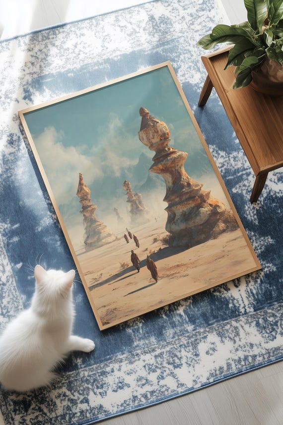 Surreal Desert Chess Print Fantasy Landscape Wall Art