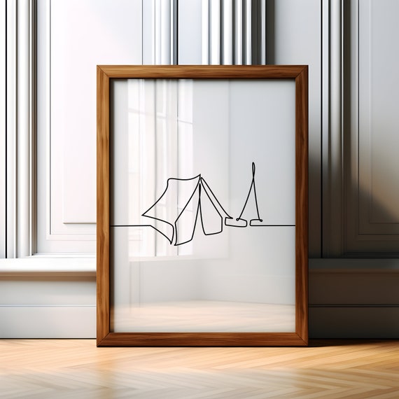 Tent Minimalist Line Art Camping Wall Art Print Line Art Poster Print Minimalist Line Art Wall Decor Line Art Decor
