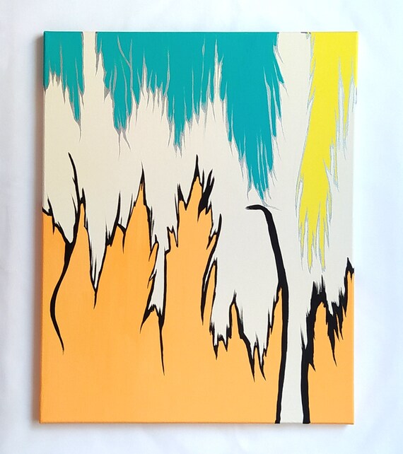 Orange And Teal Abstract Art Horizontal Vertical Modern Art Contemporary Art Painting On Wall Art Dcor Housewarming Gift