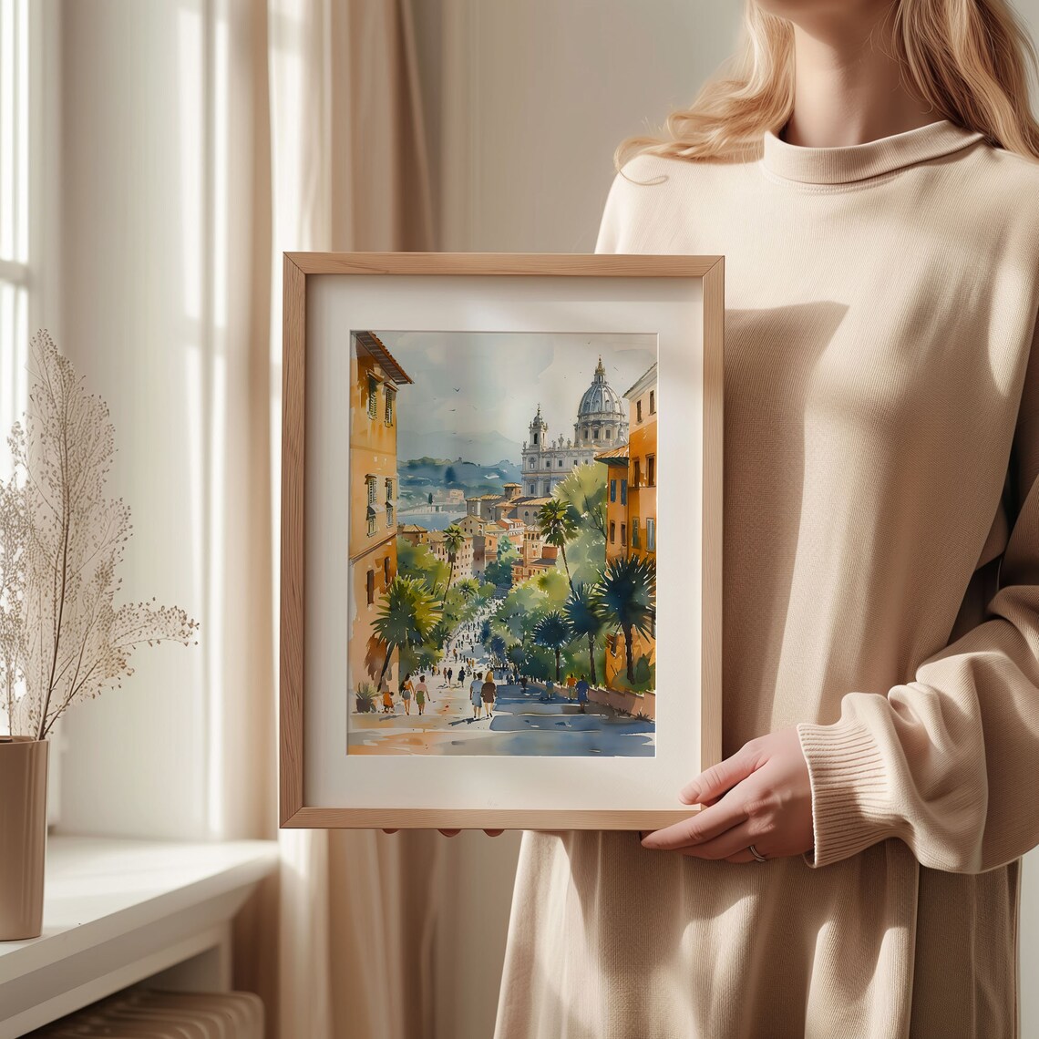 Rome Italy St Peters Basilica Dome Vatican City Watercolor Poster - Image 2