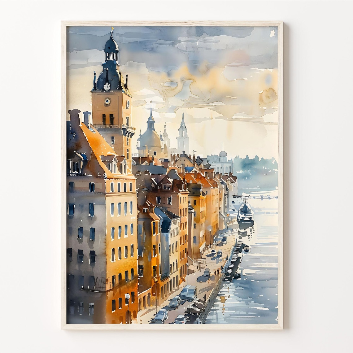 Riga Watercolor Travel Poster, City Wall Art