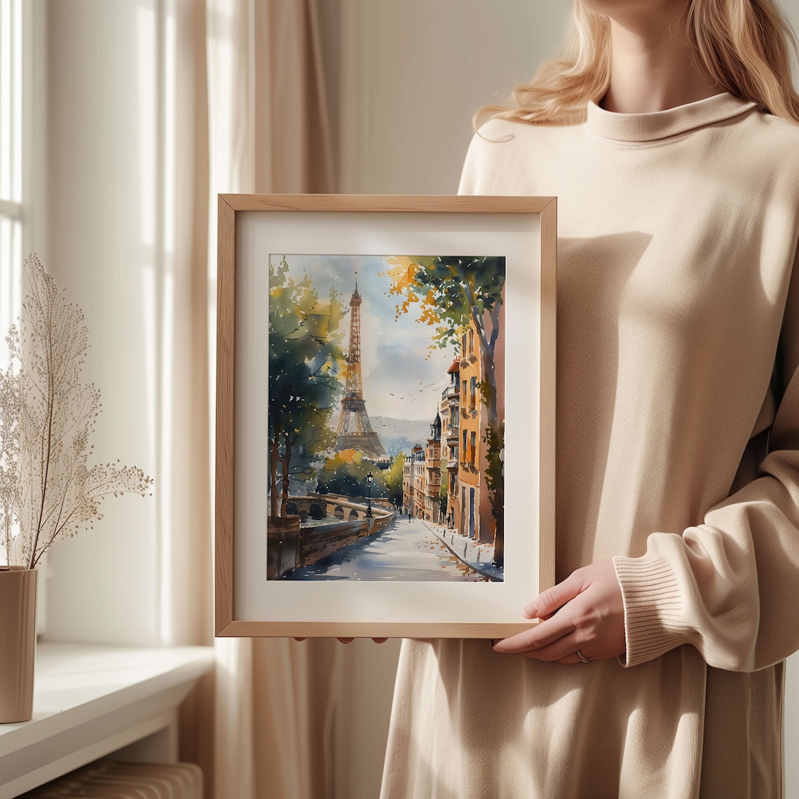 Paris Watercolor Eiffel Tower Art Print, France Poster - Image 2