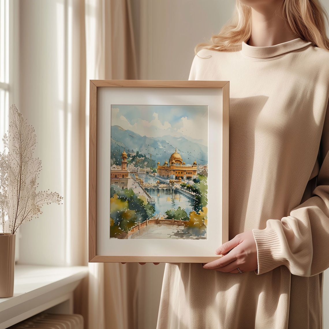 Amritsar Watercolor Travel Poster, Golden Temple - Image 2