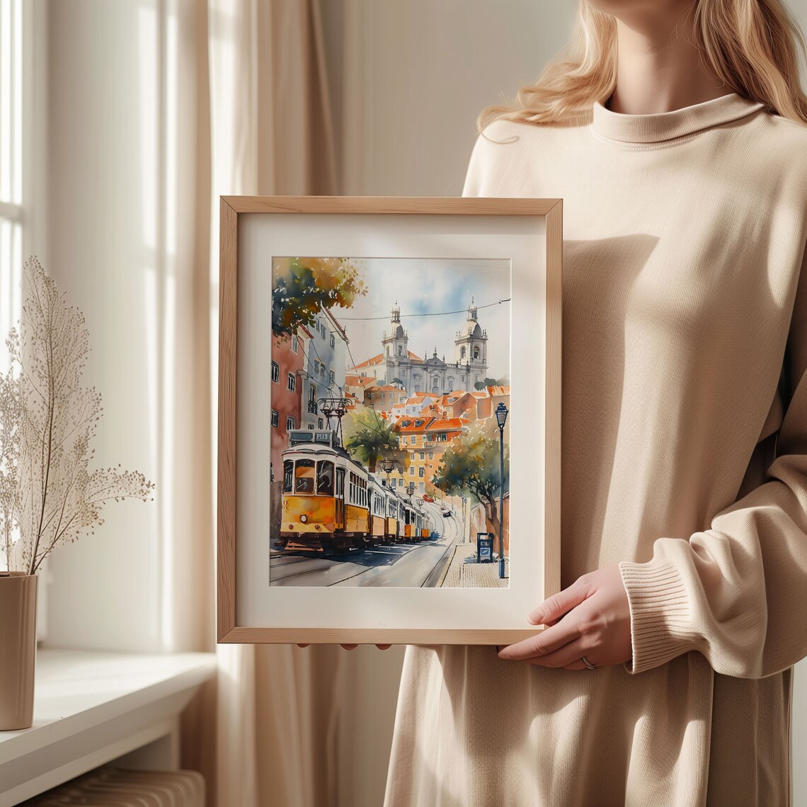 Lisbon Watercolor Travel Poster, Portugal Art Print - Image 2