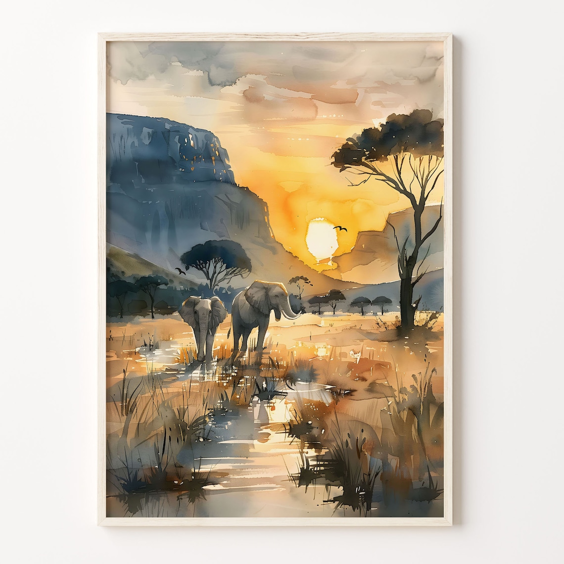 South Africa Watercolor Safari Travel Poster