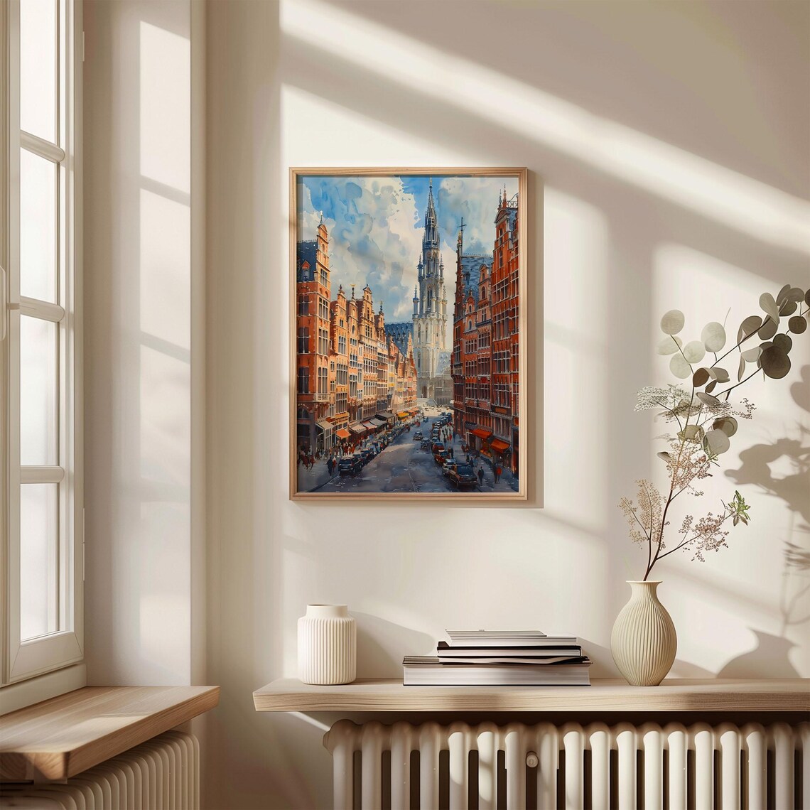 Brussels Grand Place Old Town Square Watercolor Travel Poster - Image 4