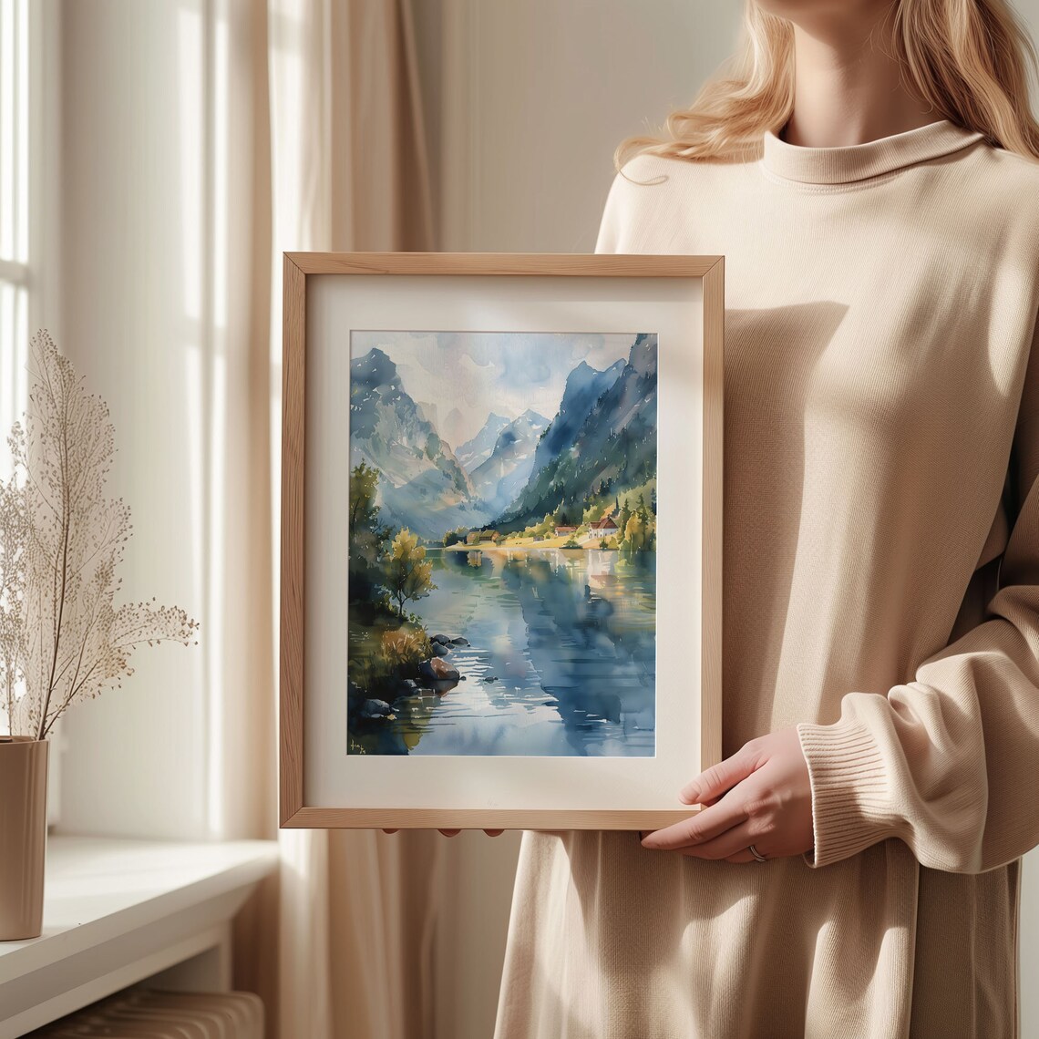 Watercolor Fjords Norway Print, Scandinavian Mountains - Image 2