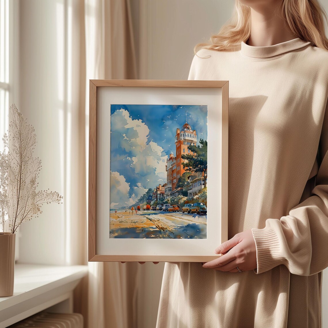Worthing Seaside Sussex Pier Promenade Watercolor Painting Poster - Image 2
