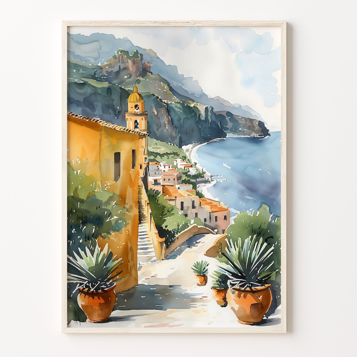 Taormina Watercolor Painting Italy Art Print