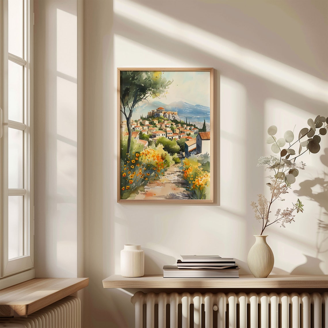Athens Acropolis Parthenon Plaka Rooftops Watercolor Travel Poster - Image 4