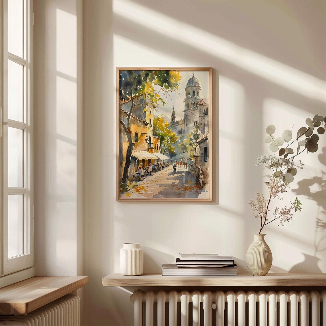 Barcelona Old Town Cathedral Street Watercolor Painting Poster - Image 4