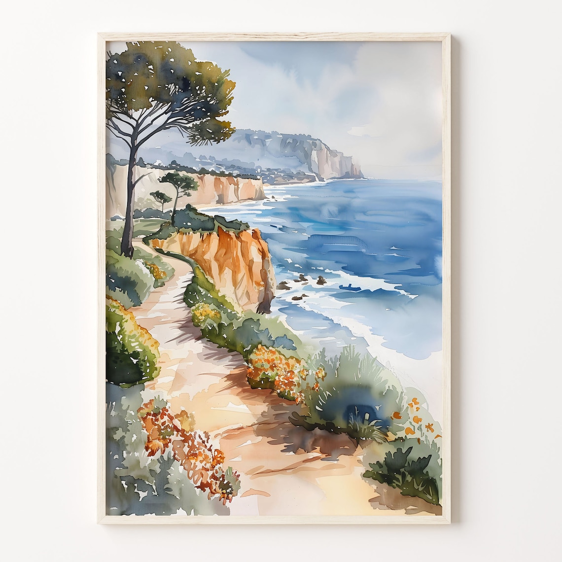 Torrey Pines Watercolor Painting San Diego Travel Poster