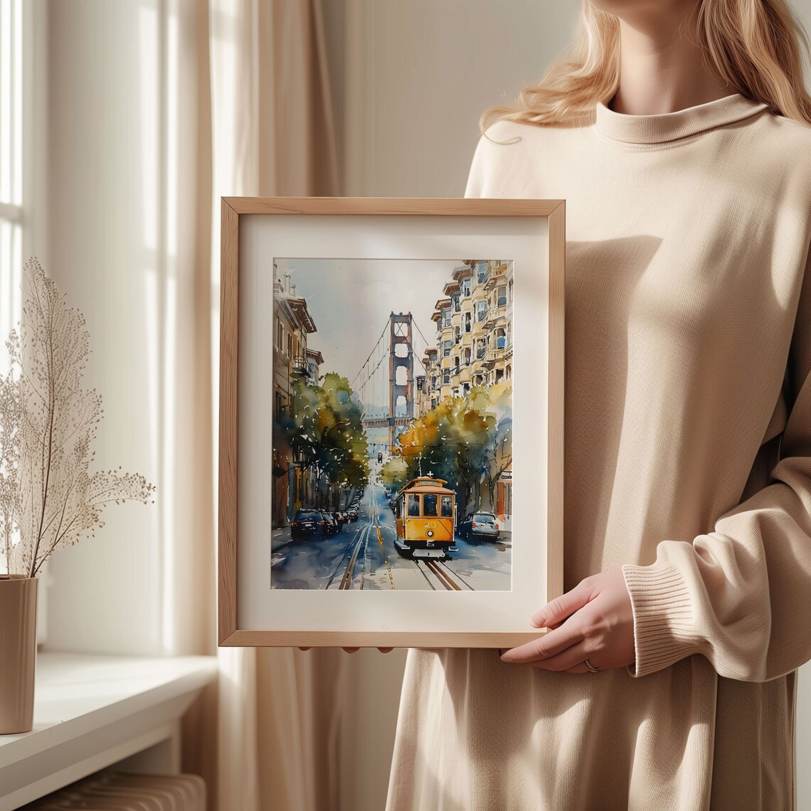 San Francisco Watercolor Painting, Golden Gate Travel Poster - Image 2