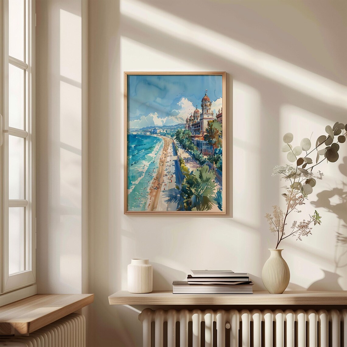 Eastbourne Beachfront Promenade Sunny Coastal Watercolor Travel Poster - Image 4